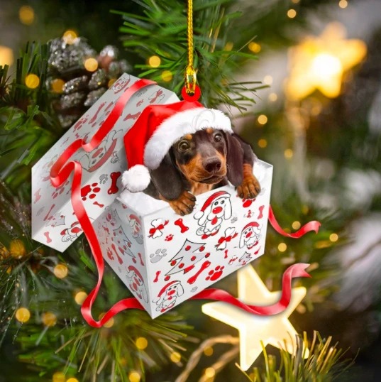 Christmas gift Dashund Ornament 1