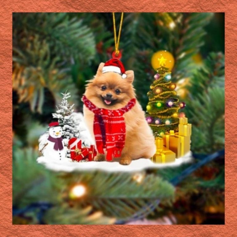 Christmas gift tree Pomeranian Ornament 2