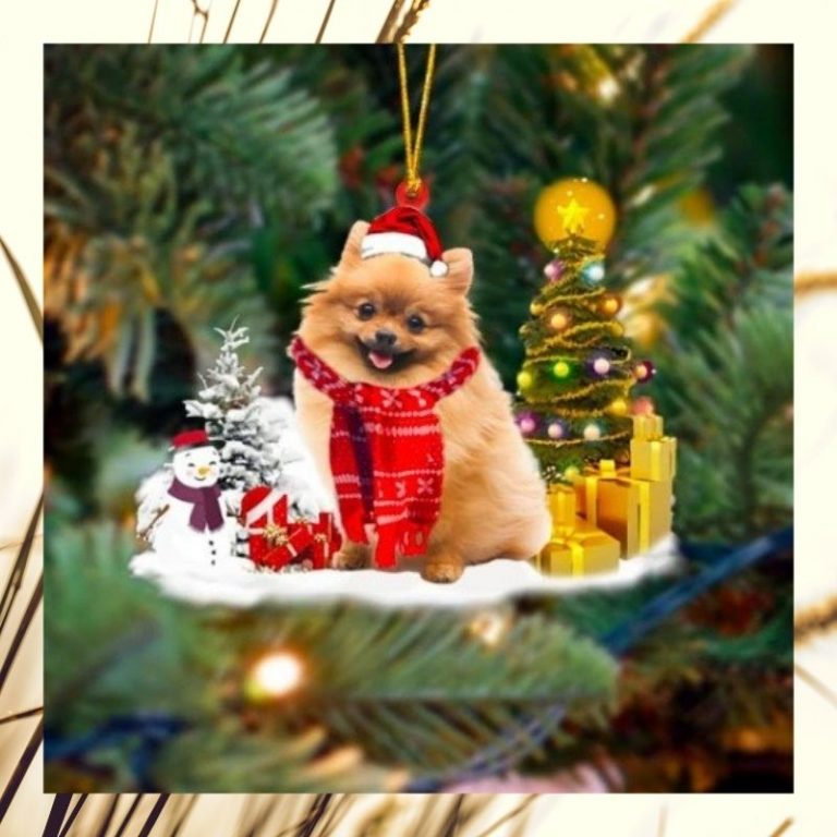 Christmas gift tree Pomeranian Ornament 3