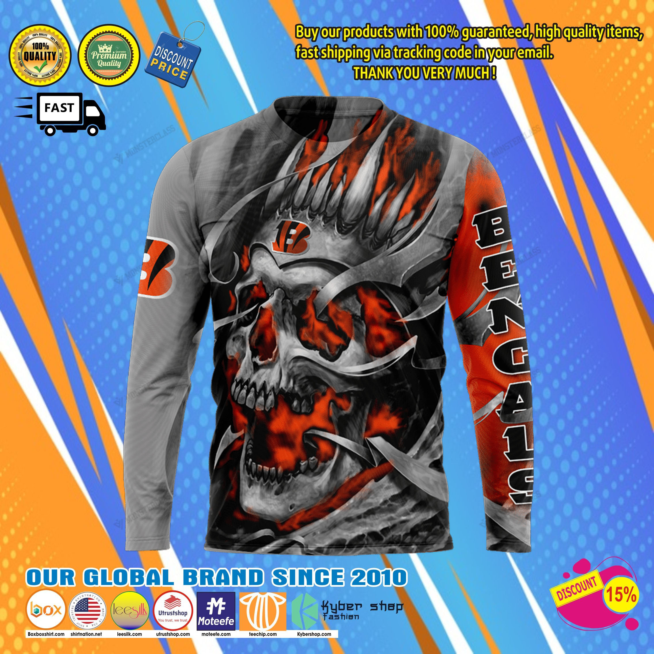 Cincinnati bengals skull jersey hoodie 5 Cincinnati bengals skull jersey hoodie9
