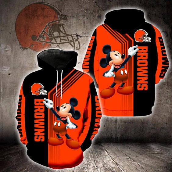 Cleveland Browns Mickey Mouse 3D Hoodie1