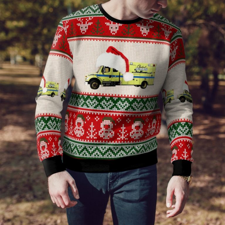 Cleveland EMS Christmas Mail car ugly sweater 2