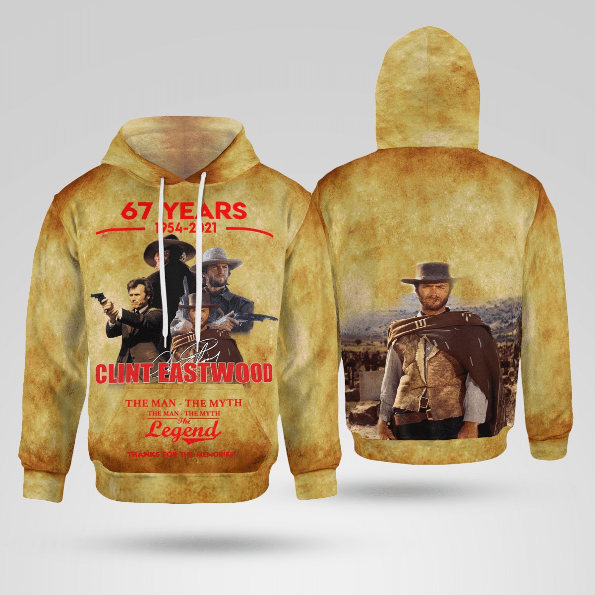 Clint Eastwood 67 years the legend thank for the memories 3d hoodie, sweatshirt 2 Clint Eastwood 67 years the legend thank for the memories 3d hoodie sweatshirt 1