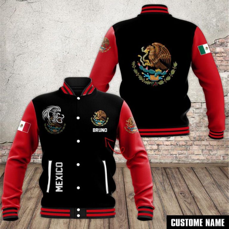 Coat Of Arms Mexico custom personalized baseball jacket 3 Coat Of Arms Mexico custom personalized baseball jacket 3