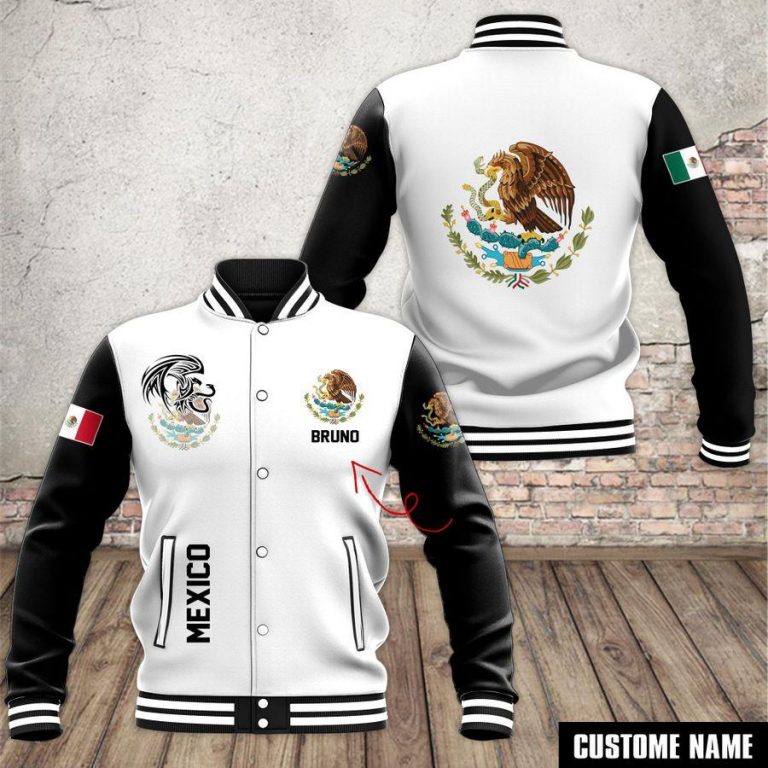 Coat Of Arms Mexico custom personalized baseball jacket 4 Coat Of Arms Mexico custom personalized baseball jacket 4