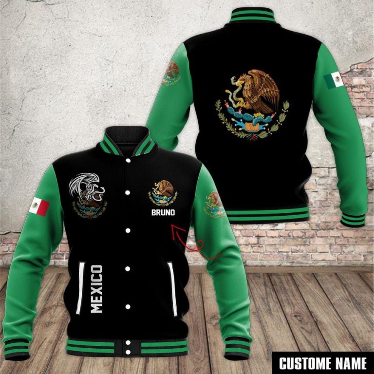 Coat Of Arms Mexico custom personalized baseball jacket 7 Coat Of Arms Mexico custom personalized baseball jacket 7