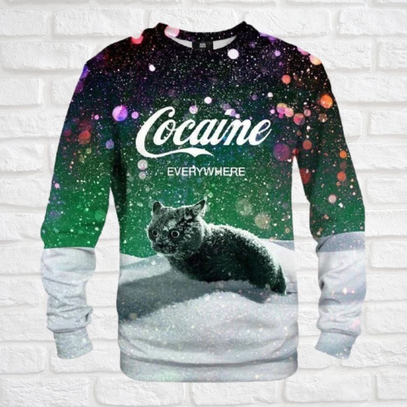 Cocaine Cat snow Everywhere 3d sweatshirt 2 Cocaine Cat snow Everywhere 3d sweatshirt 2