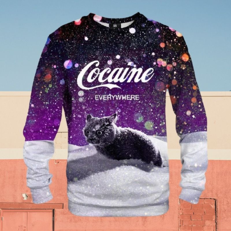 Cocaine Cat snow Everywhere 3d sweatshirt 4 Cocaine Cat snow Everywhere 3d sweatshirt 7