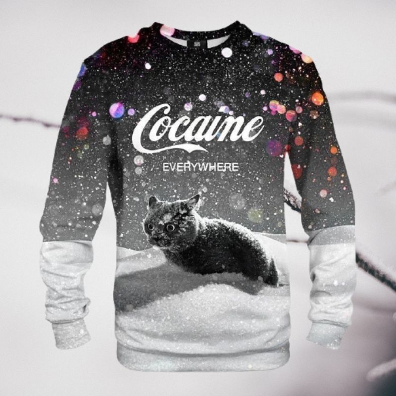 Cocaine Cat snow Everywhere 3d sweatshirt 5 Cocaine Cat snow Everywhere 3d sweatshirt 8
