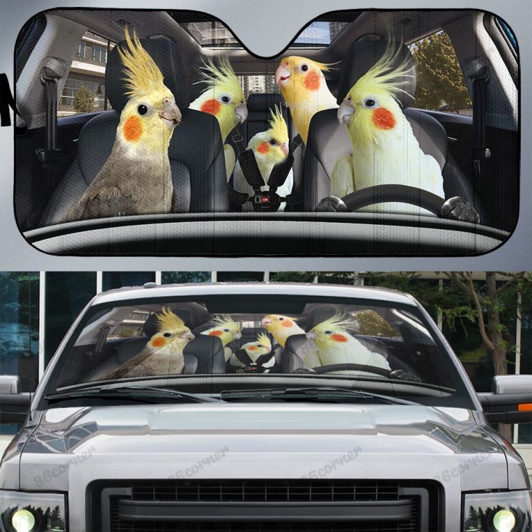 Cockatiel Parrot family car sunshade 1