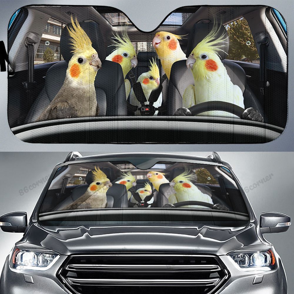 Cockatiel Parrot family car sunshade