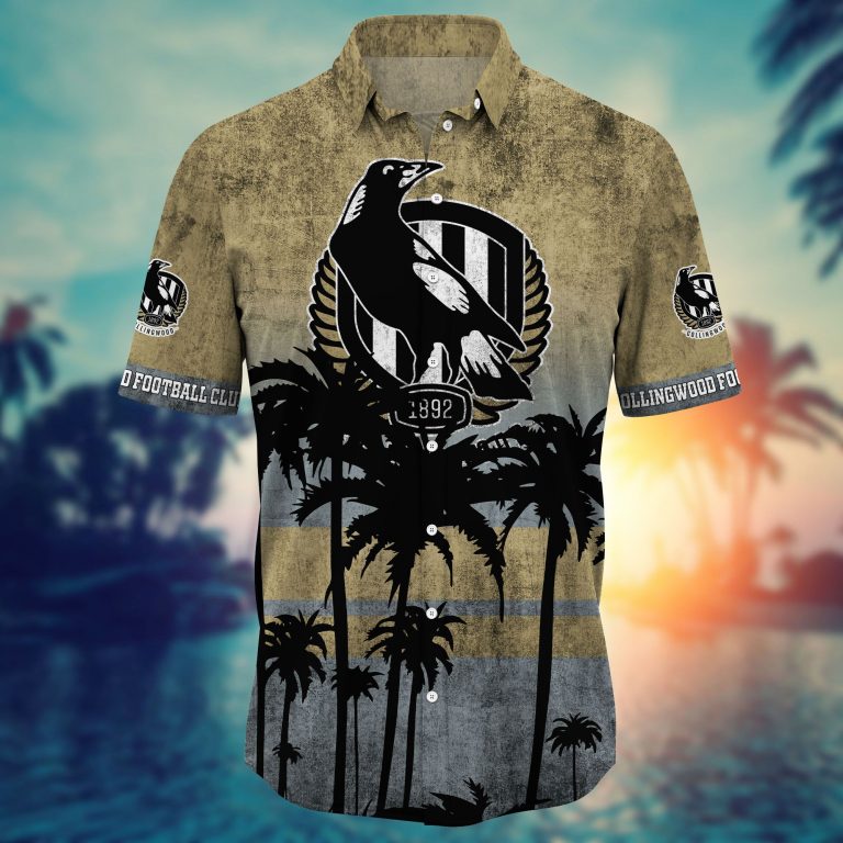 Collingwood Magpies Hawaiian shirt short 1