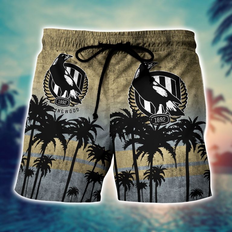 Collingwood Magpies Hawaiian shirt short 3