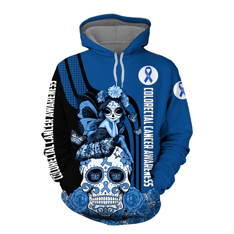 Colorectal Cancer Awareness Sugar Skull Fairy 3d shirt, hoodie 6 Colorectal Cancer Awareness Sugar Skull Fairy 3d shirt hoodie 1