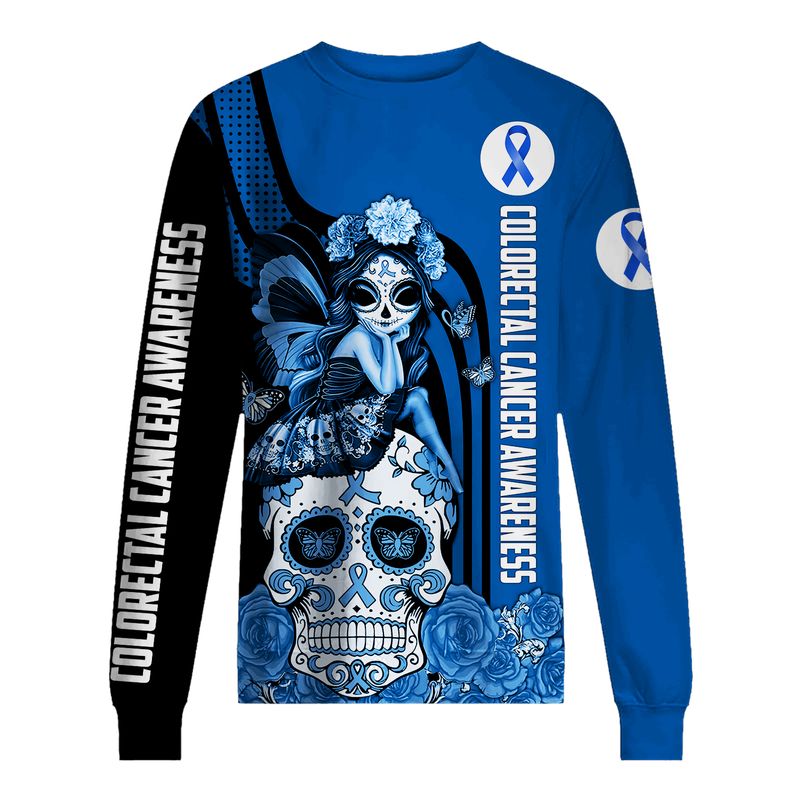 Colorectal Cancer Awareness Sugar Skull Fairy 3d shirt hoodie 3
