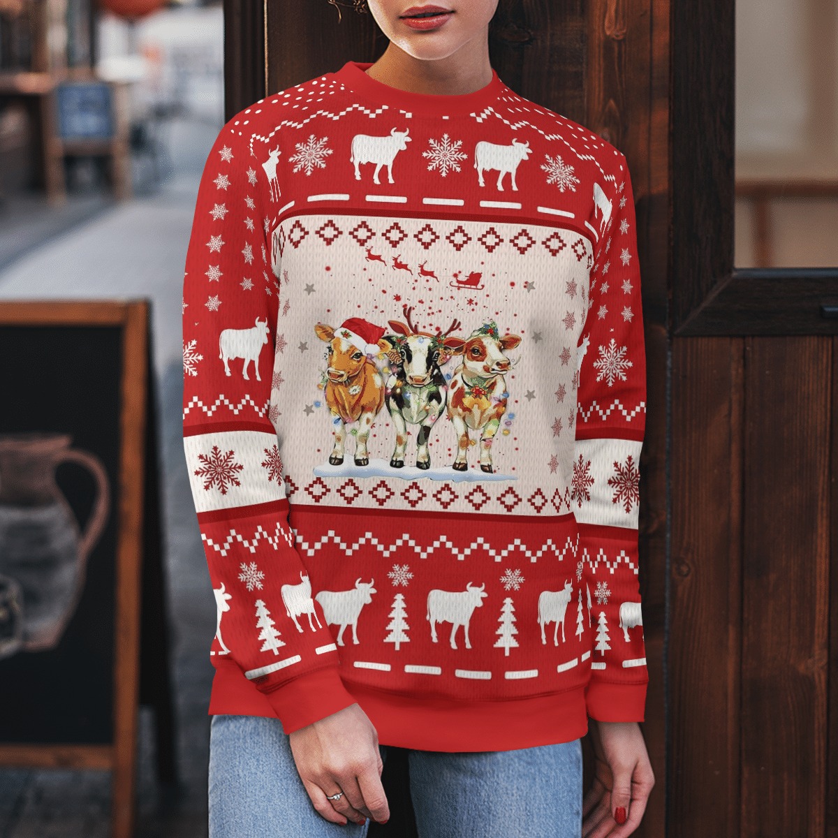 Cows Christmas 3d over printed hoodie sweatshirt 3