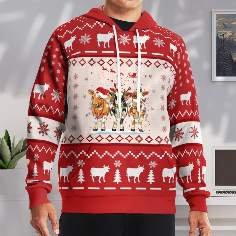 Cows Christmas 3d over printed hoodie sweatshirt 9.3