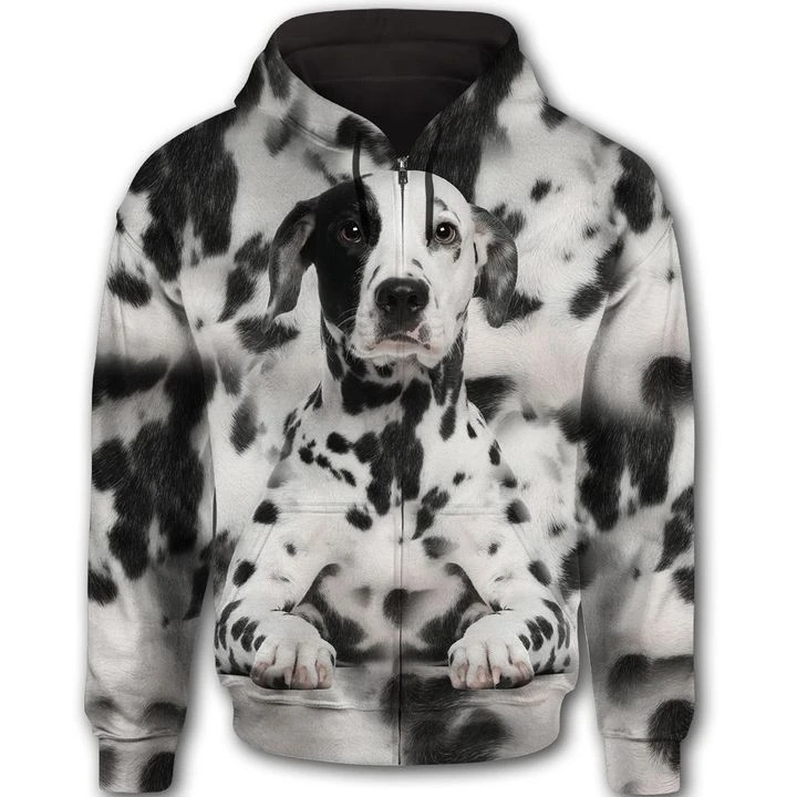 Dalmatian face All Over Print 3d hoodie zip hoodie 1