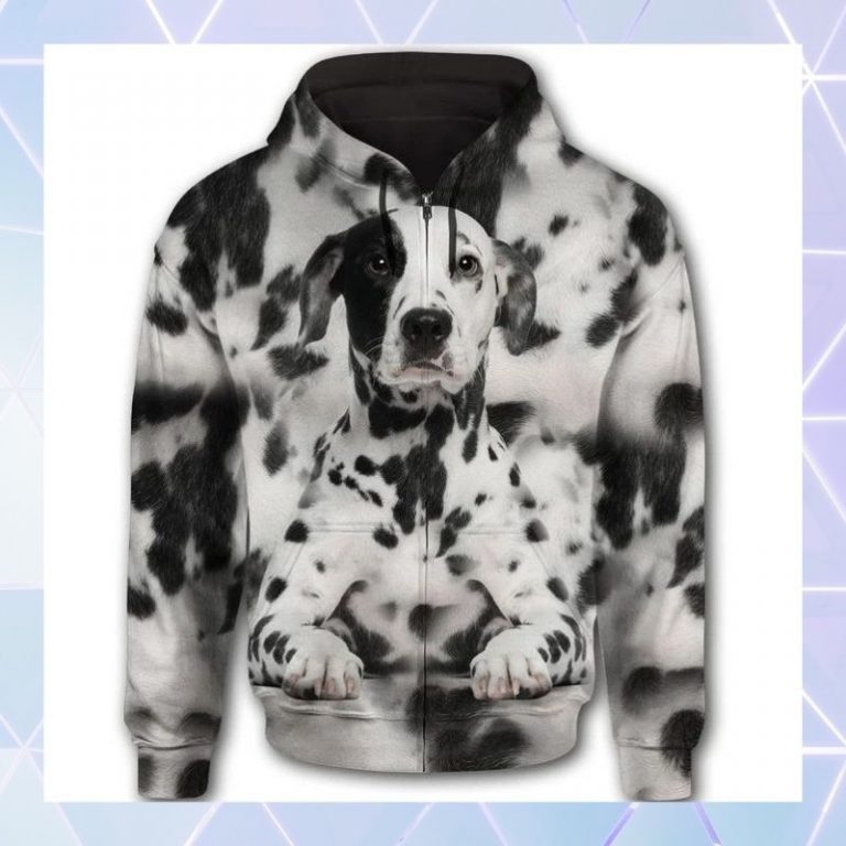 Dalmatian face All Over Print 3d hoodie zip hoodie 2