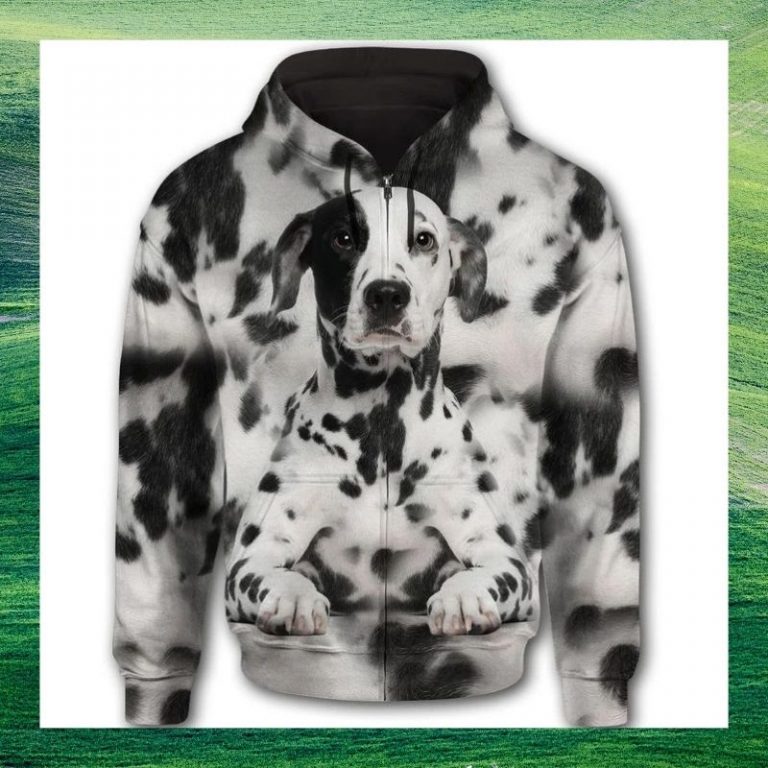 Dalmatian face All Over Print 3d hoodie zip hoodie 3