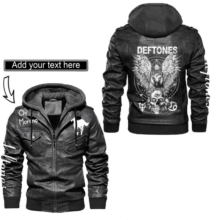 Deftones owl skull custom personalized name leather jacket 1