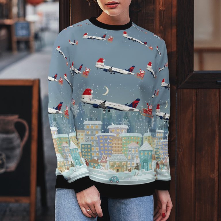 Delta Air Lines Airbus A220-300 Christmas sweater, sweatshirt 2 Delta Air Lines Airbus A220 300 Christmas sweater sweatshirt 2