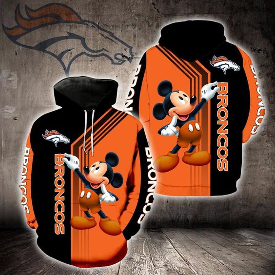 Denver Broncos Mickey Mouse 3D Hoodie2