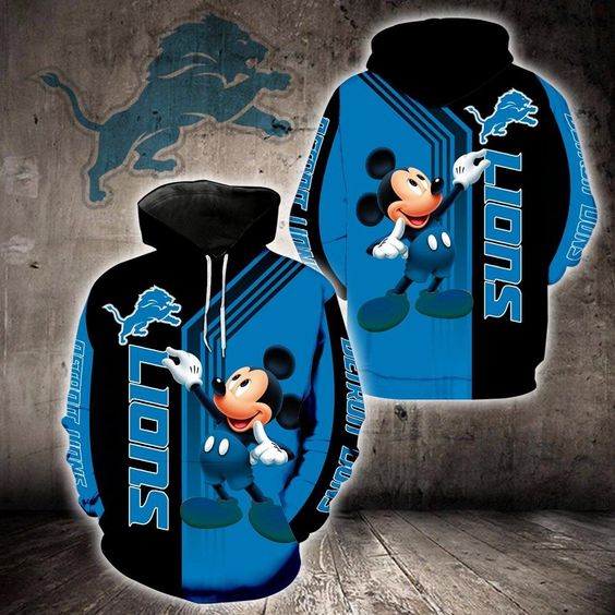 Detroit Lions Mickey Mouse 3D Hoodie2