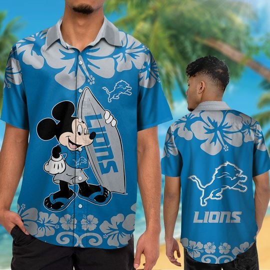 Detroit Lions Mickey Mouse Hawaiian ShirtShort