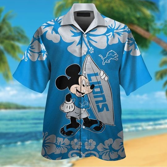 Detroit Lions Mickey Mouse Hawaiian ShirtShort1