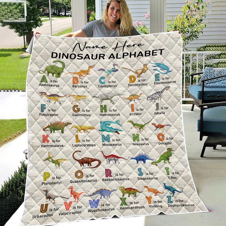 Dinosaur alphabet custom personalized quilt blanket 1