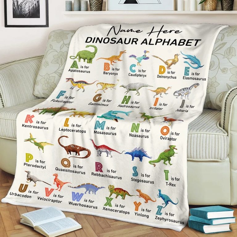 Dinosaur alphabet custom personalized quilt blanket 2