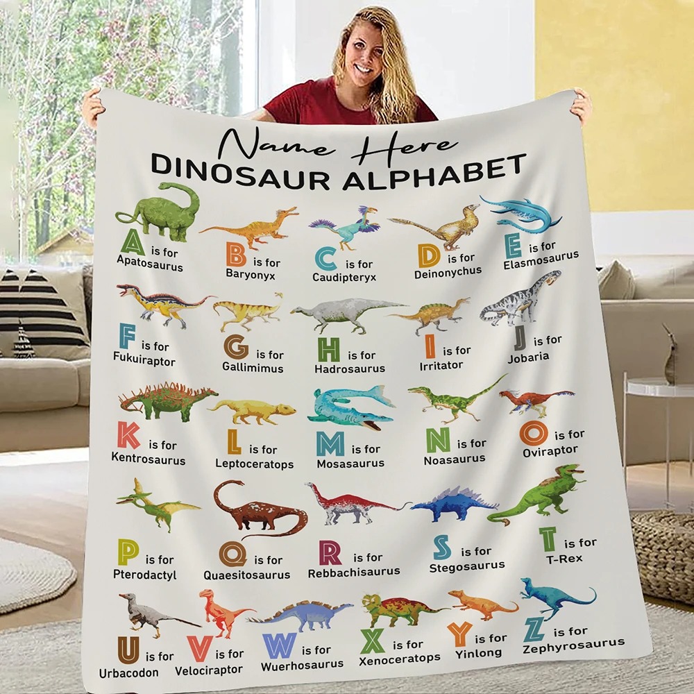 Dinosaur alphabet custom personalized quilt blanket 3