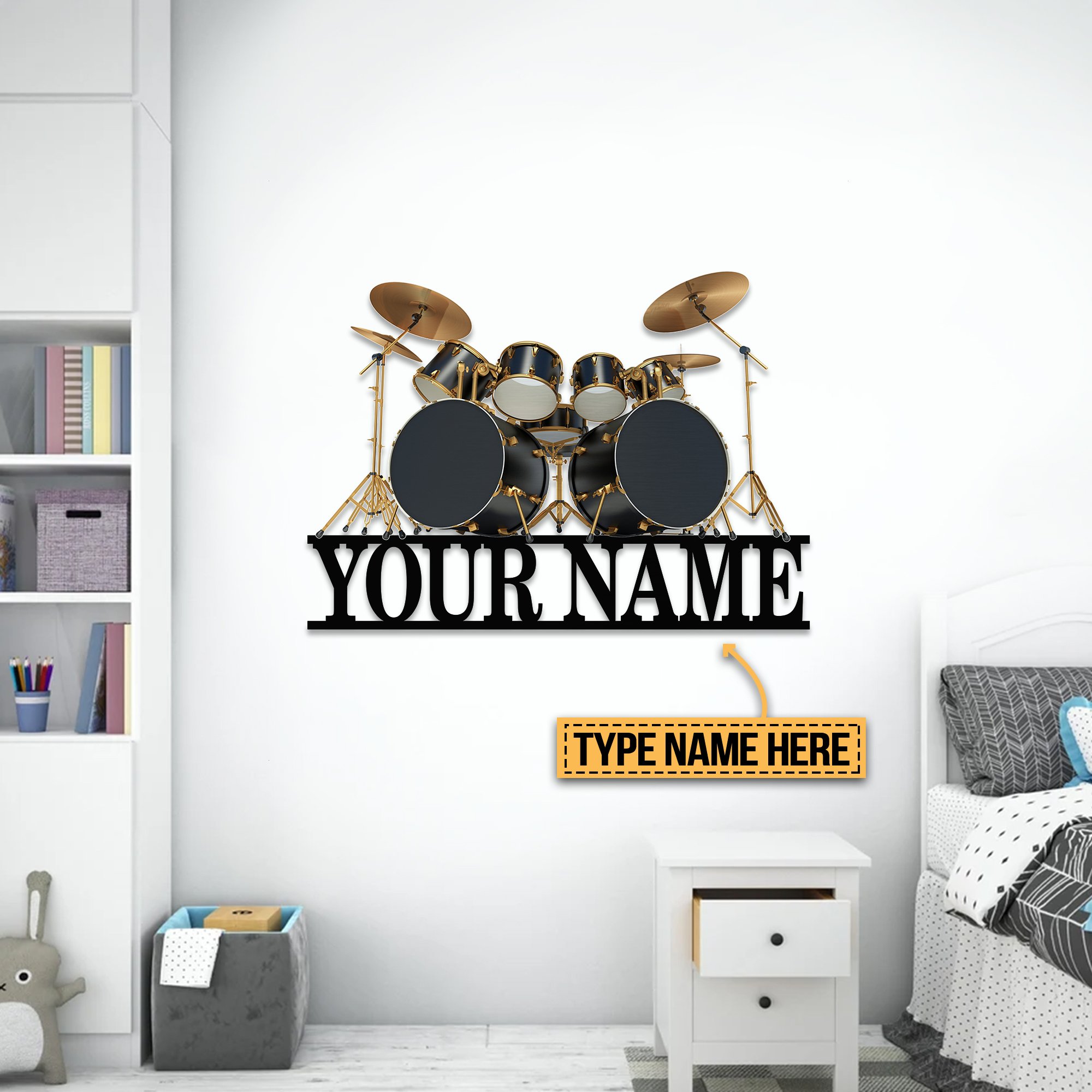 Drum kit custom personalized name metal sign 3