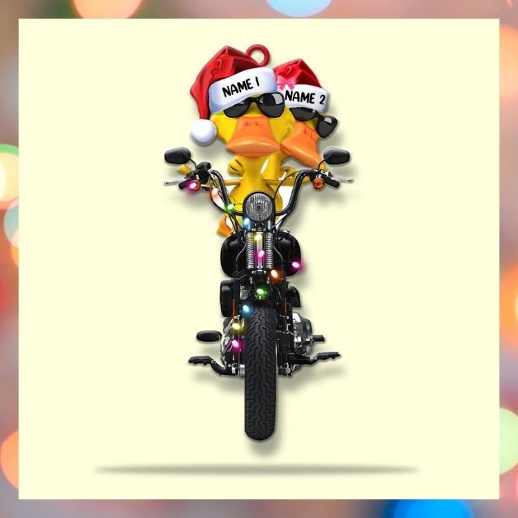 Duck Biker custom Christmas hanging ornament 2