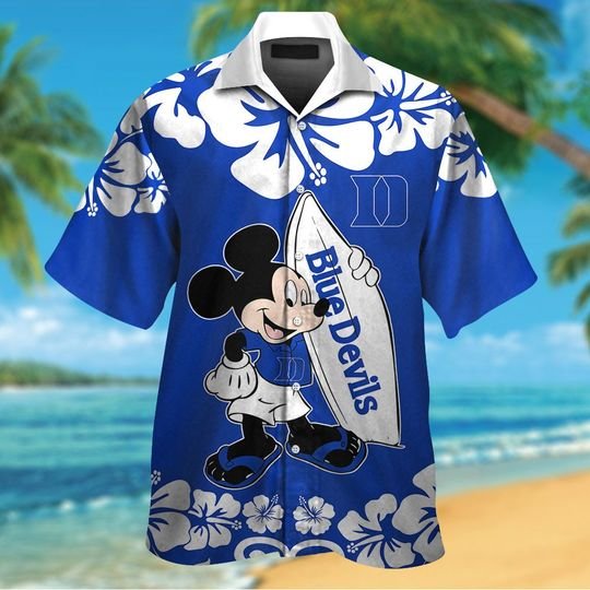 Duke Blue Devils Mickey Mouse Hawaiian ShirtShort1