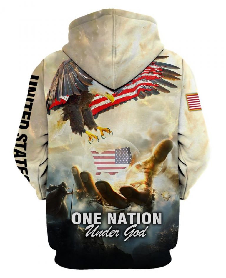 Eagle American flag one nation under god 3d shirt hoodie 2