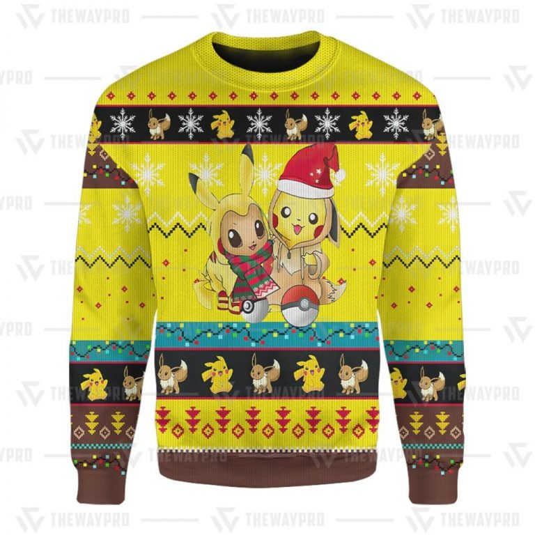 Eevee Pikachu Pokemon pokeball christmas sweater sweatshirt 2