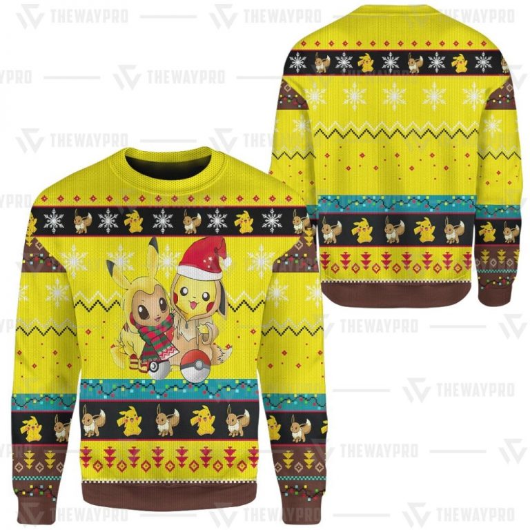 Eevee Pikachu Pokemon pokeball christmas sweater sweatshirt 3