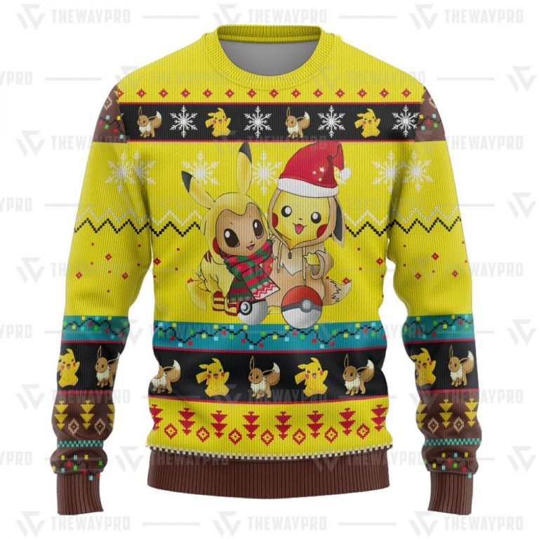 Eevee Pikachu Pokemon pokeball christmas sweater sweatshirt 4