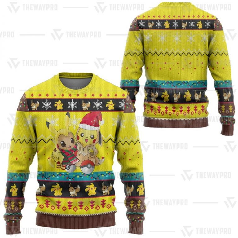 Eevee Pikachu Pokemon pokeball christmas sweater sweatshirt 5