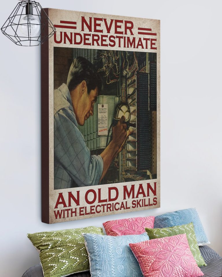 Electrician never underestimate an old man with electrical skills canvas 3