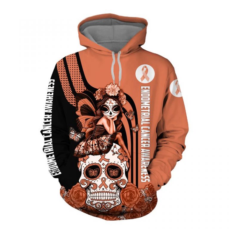 Endometrial Cancer Awareness Sugar Skull Fairy 3d shirt, hoodie (1) Endometrial Cancer Awareness Sugar Skull Fairy 3d shirt hoodie 1