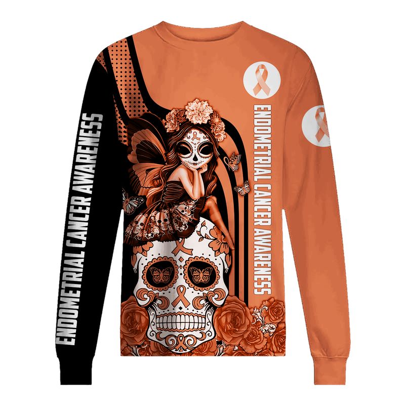 Endometrial Cancer Awareness Sugar Skull Fairy 3d shirt, hoodie 2 Endometrial Cancer Awareness Sugar Skull Fairy 3d shirt hoodie 3