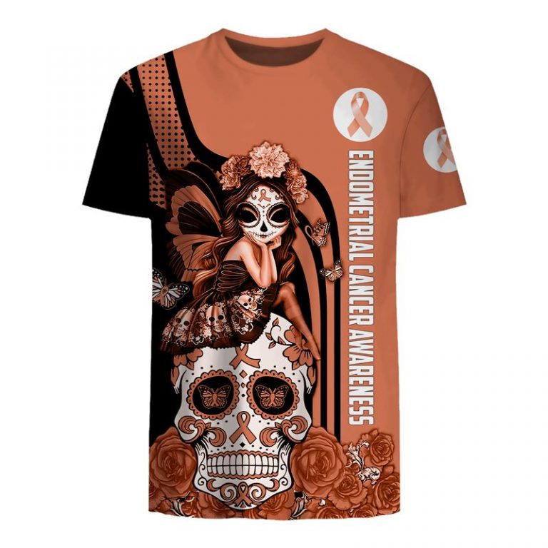 Endometrial Cancer Awareness Sugar Skull Fairy 3d shirt, hoodie (5) Endometrial Cancer Awareness Sugar Skull Fairy 3d shirt hoodie 5