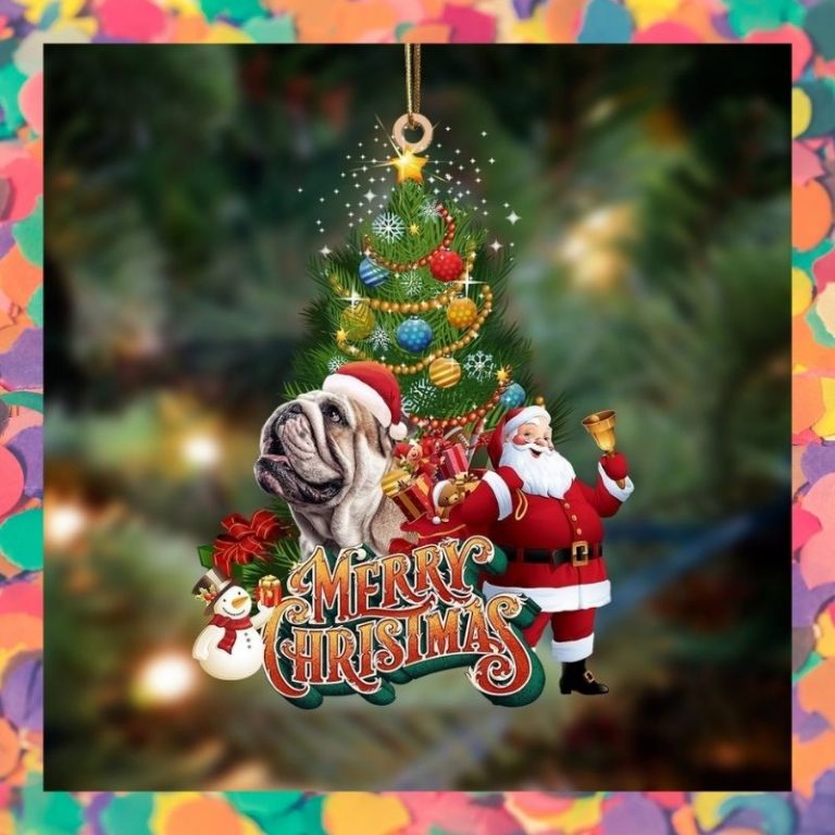 English Bulldog merry christmas Santa Claus christmas tree ornament 2