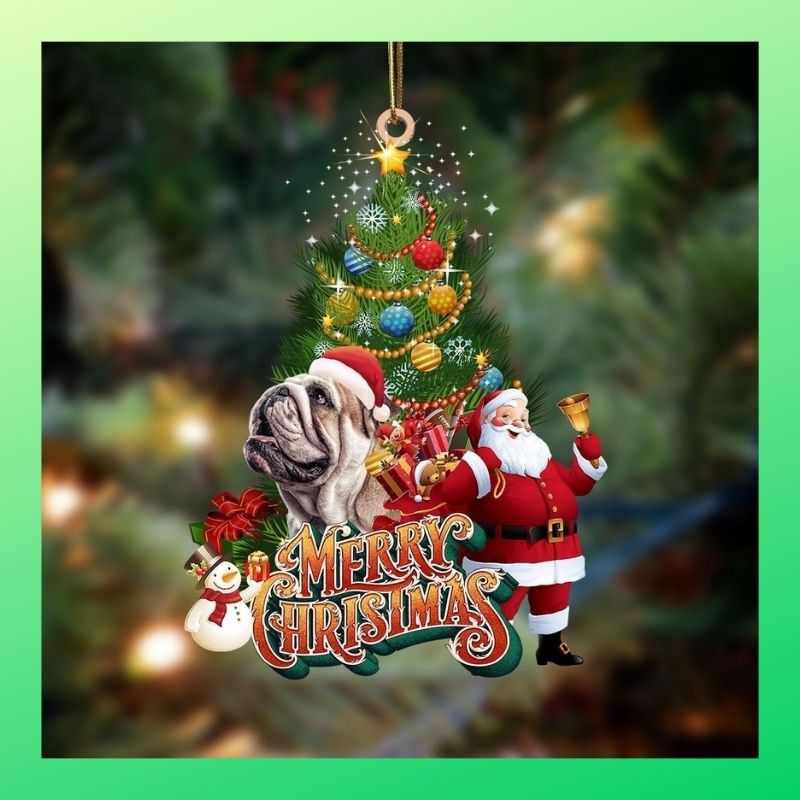 English Bulldog merry christmas Santa Claus christmas tree ornament 3