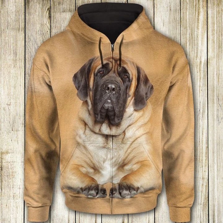 English Mastiff face All Over Print 3d hoodie zip hoodie 1