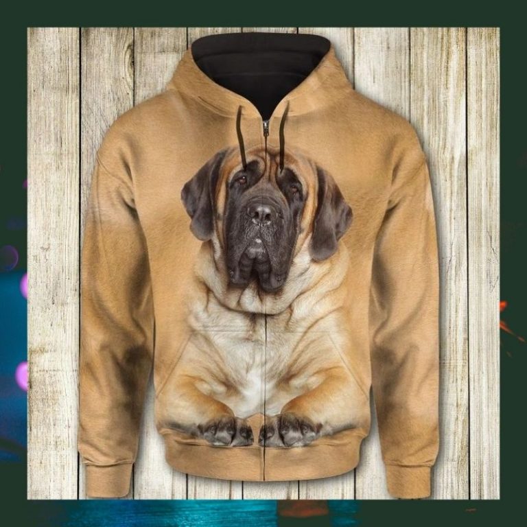 English Mastiff face All Over Print 3d hoodie zip hoodie 2
