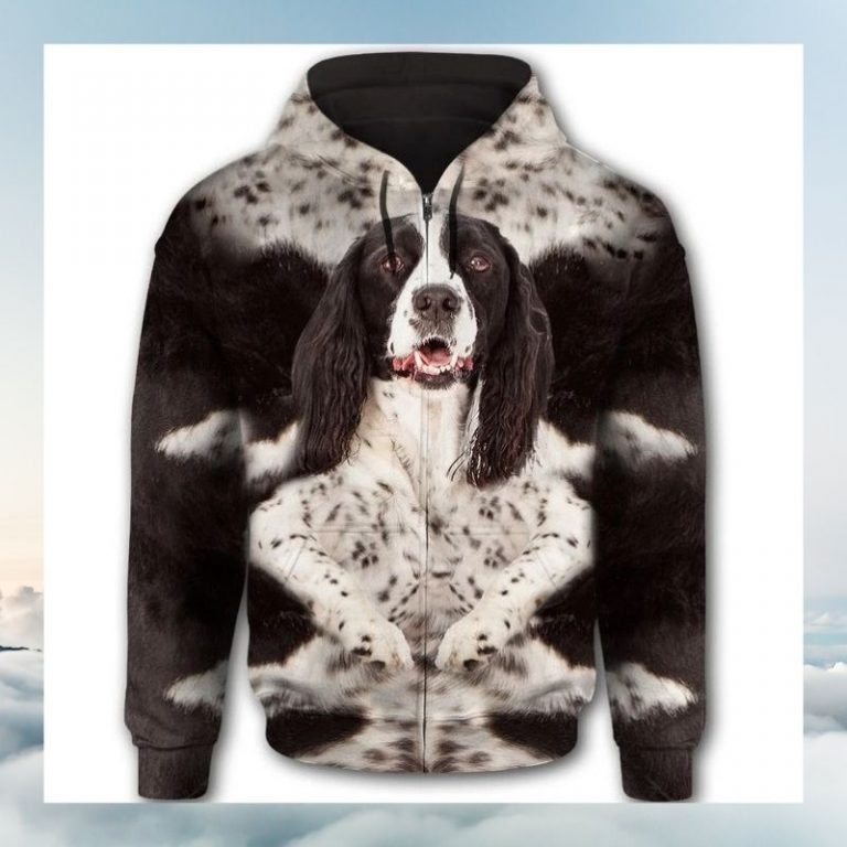English Springer Spaniel face All Over Print 3d hoodie zip hoodie 2